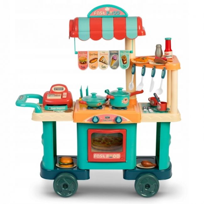Bucatarie pe roti cu accesorii incluse ricokids 773000 - turcoaz edeedi773000