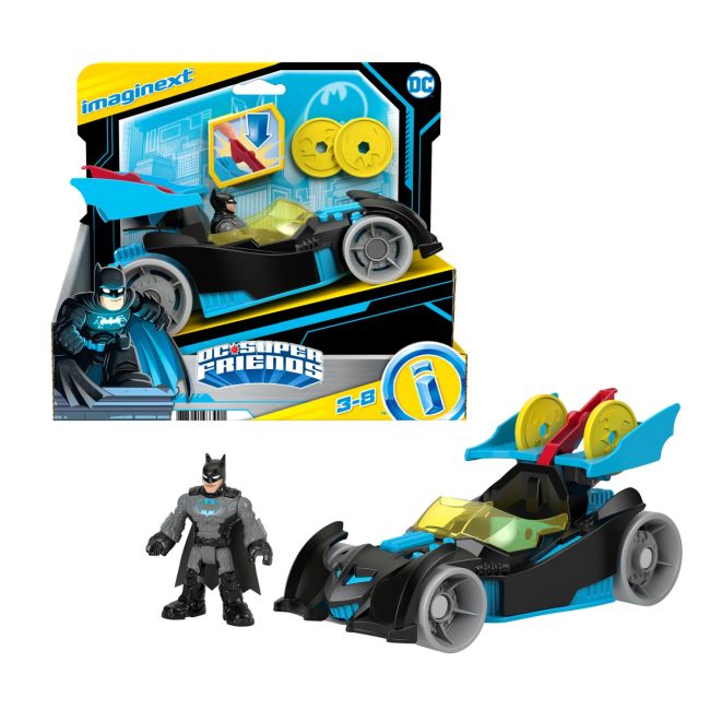 FISHER PRICE IMAGINEXT DC SUPER FRIENDS VEHICUL CU FIGURINA BATMAN CU COSTUM GRI VIVMTM5649_HFD48