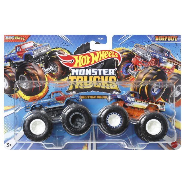 HOT WHEELS MONSTER TRUCK SET 2 MASINI SCARA 1 LA 64 BIGBITE SI BIGFOOT VIVMTFYJ64_HWN62