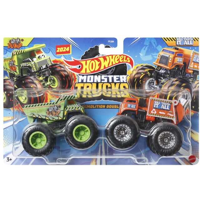HOT WHEELS MONSTER TRUCK SET 2 MASINI SCARA 1 LA 64 GOTTA DUMP SI WILL TRASH IT ALL VIVMTFYJ64_HWN52