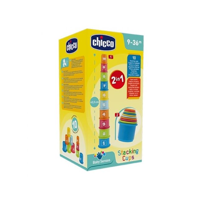 Jucarie de sortare si stivuire Chicco 2 in 1 Piramida de canute, 6-36luni CHC07511-1_NA