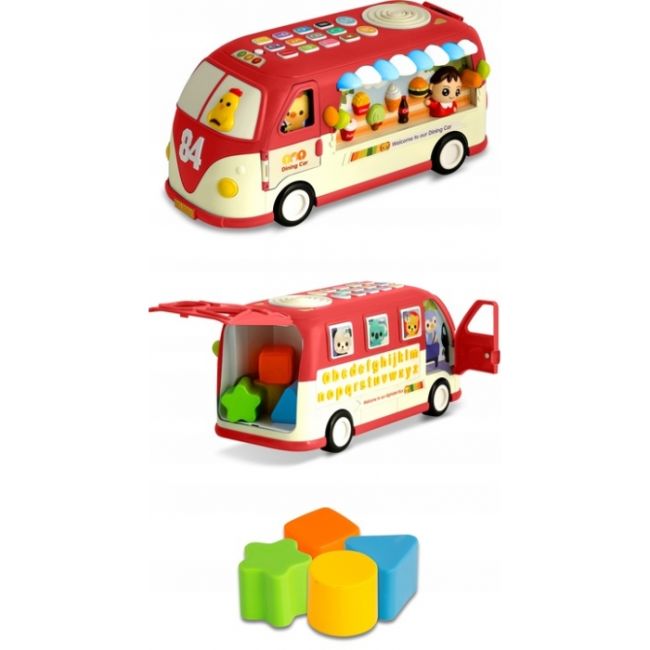 Jucarie educativa in forma de autobus cu sunete si cuburi ricokids rk-741 - rosu edeedi774100