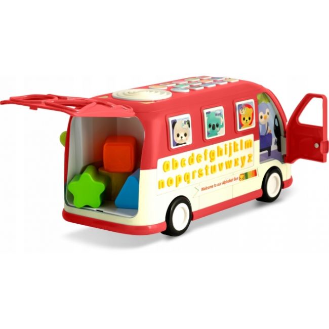 Jucarie educativa in forma de autobus cu sunete si cuburi ricokids rk-741 - rosu edeedi774100