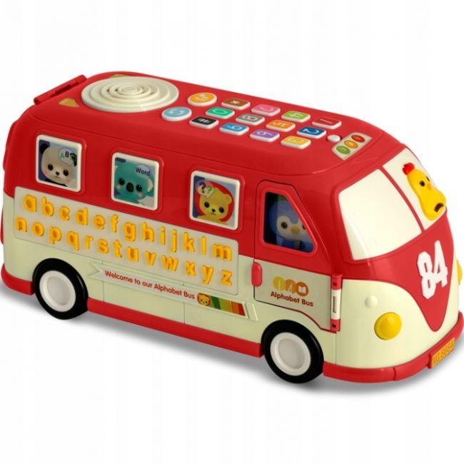 Jucarie educativa in forma de autobus cu sunete si cuburi ricokids rk-741 - rosu edeedi774100