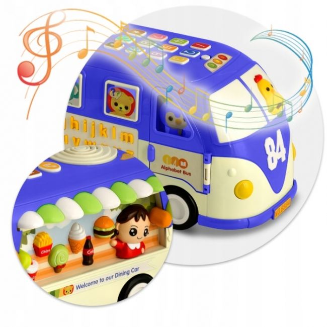 Jucarie educativa in forma de autobus cu sunete si cuburi ricokids rk-741 - albastru edeedi774101