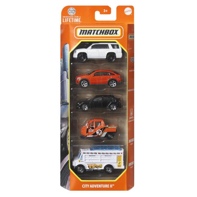 MATCHBOX SET 5 MASINUTE METALICE MBX CITY ADVENTURE II SCARA 1:64 VIVMTC1817_HVT76