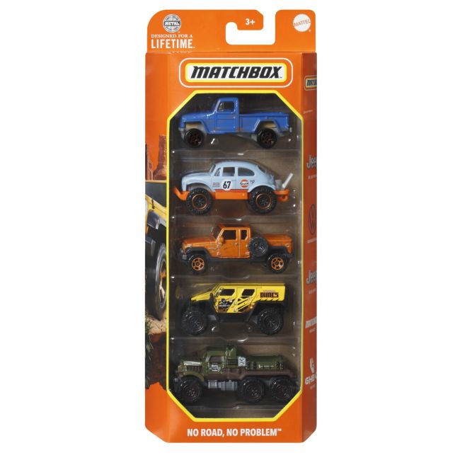 MATCHBOX SET 5 MASINUTE METALICE MBX NO ROAD NO PROBLEM SCARA 1:64 VIVMTC1817_HVT81