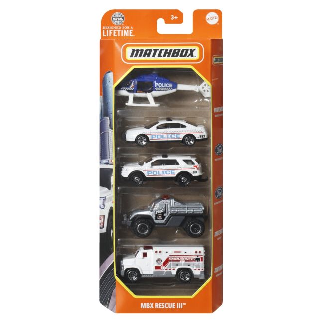 MATCHBOX SET 5 MASINUTE METALICE MBX RESCUE III SCARA 1:64 VIVMTC1817_HVT72