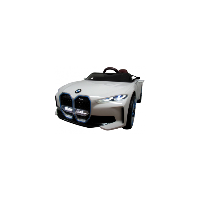 Masinuta electrica cu telecomanda, roti din spuma eva, scaun din piele ecologica, varsta 1-5 ani, bmw i4 - alb edeedibmwi4alb