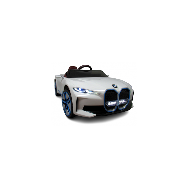 Masinuta electrica cu telecomanda, roti din spuma eva, scaun din piele ecologica, varsta 1-5 ani, bmw i4 - alb edeedibmwi4alb