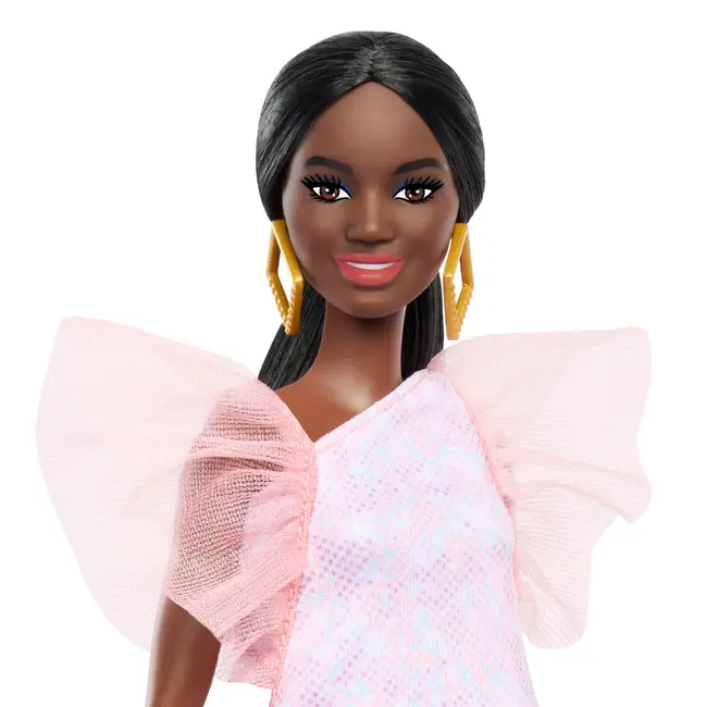 PAPUSA BARBIE FASHIONISTA  AFRO-AMERICANA CU ROCHIE PEACH VIVMTFBR37_HRH14