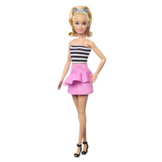 PAPUSA BARBIE FASHIONISTA BLONDA CU PARUL PRIN IN COADA SI FUSTA ROZ VIVMTFBR37_HRH11