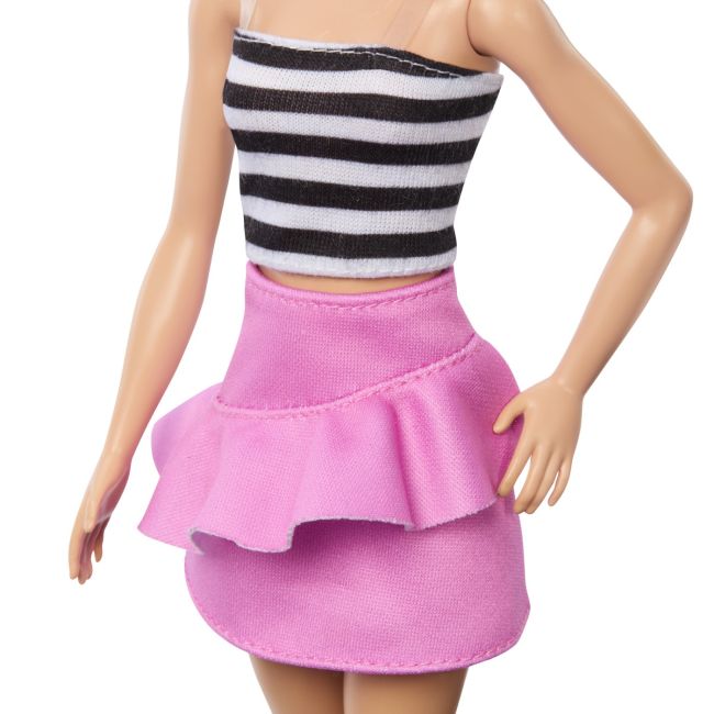 PAPUSA BARBIE FASHIONISTA BLONDA CU PARUL PRIN IN COADA SI FUSTA ROZ VIVMTFBR37_HRH11