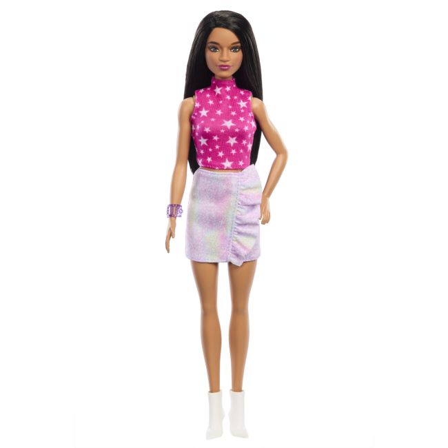PAPUSA BARBIE FASHIONISTA BRUNETA CU TOP CU STELUTE VIVMTFBR37_HRH13