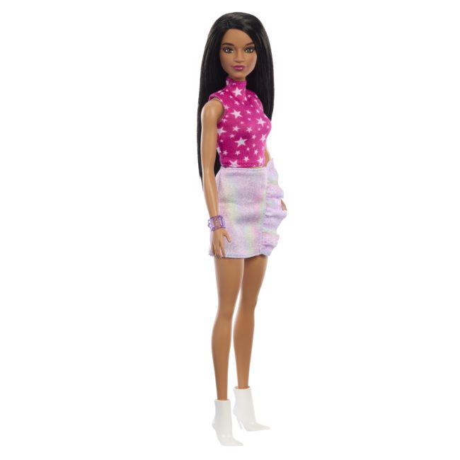 PAPUSA BARBIE FASHIONISTA BRUNETA CU TOP CU STELUTE VIVMTFBR37_HRH13