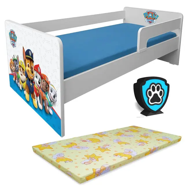 Pat pentru Baieti Paw Patrol Blue P1L 2-8 Ani + Saltea Light + Lampa Pc-p-paw-bl-p1l-lmk-bas-70