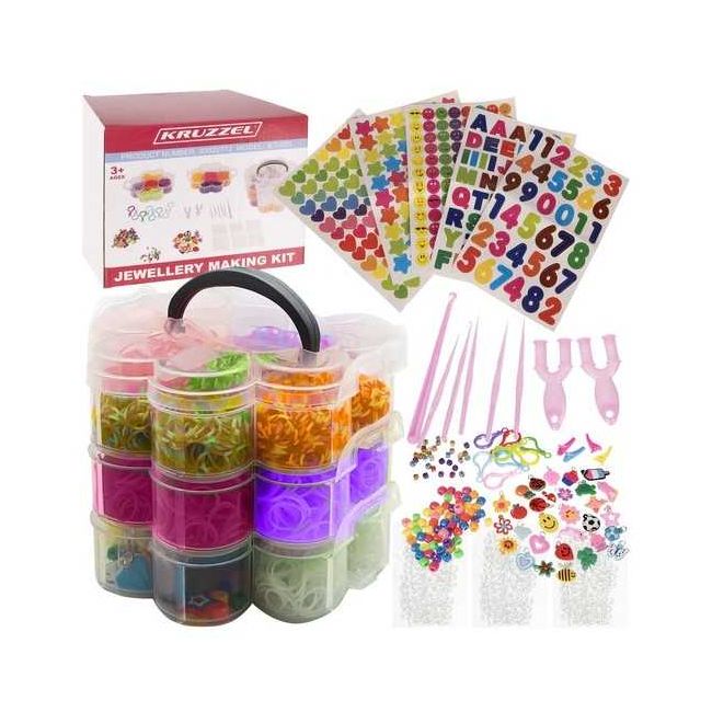 Set creativ elastice loom colorate cu organizator si accesorii, 3000 piese Kruzzel MY18234 BBJMY18234_Initiala