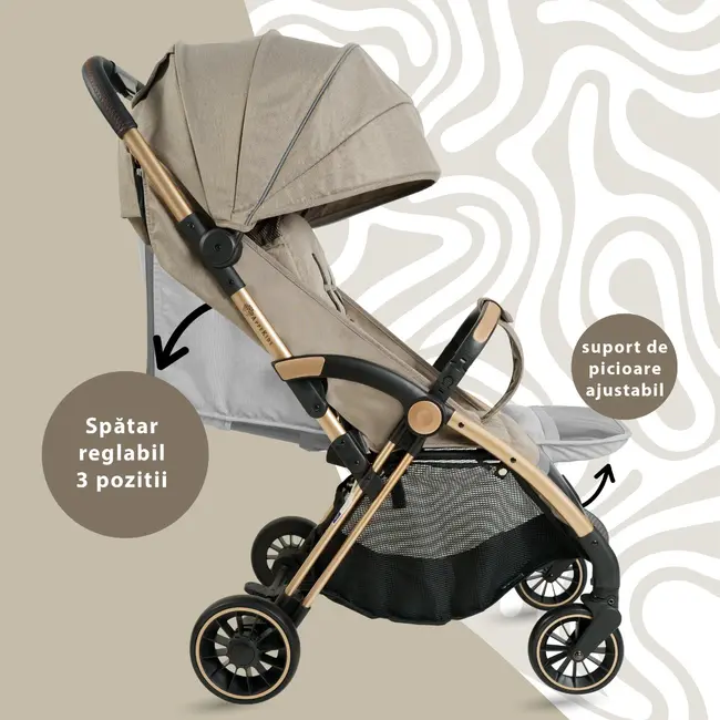 Carucior Sport AppeKids – Upp – Ultracompact, Pliere automata, De la nastere la 22kg - Bubble Beige KRTAK274865