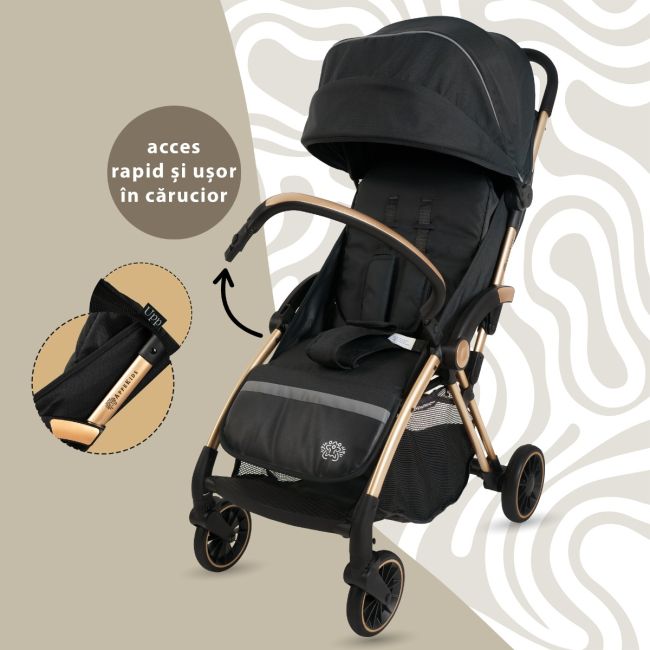 Carucior Sport AppeKids – Upp – Ultracompact, Pliere automata, De la nastere la 22kg - Jet Black KRTAK274858