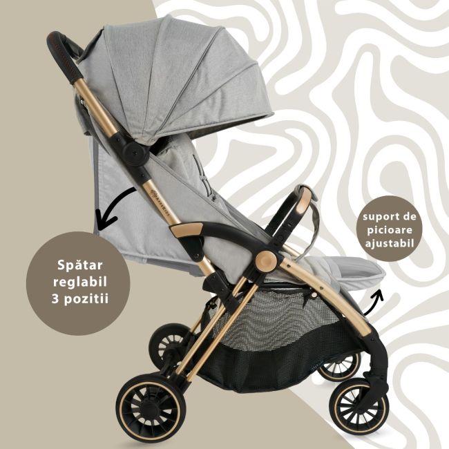 Carucior Sport AppeKids – Upp – Ultracompact, Pliere automata, De la nastere la 22kg - Powder Grey KRTAK274872