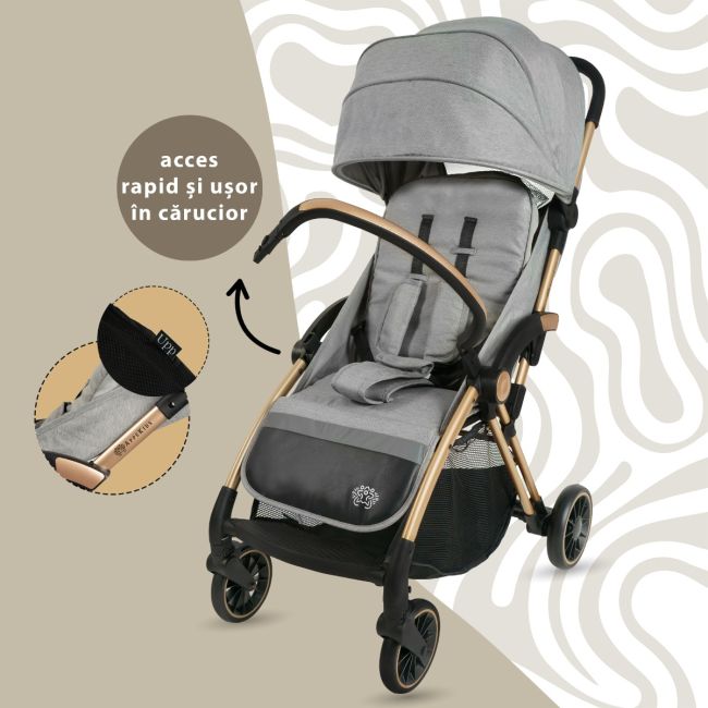 Carucior Sport AppeKids – Upp – Ultracompact, Pliere automata, De la nastere la 22kg - Powder Grey KRTAK274872