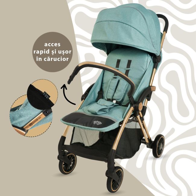 Carucior Sport AppeKids – Upp – Ultracompact, Pliere automata, De la nastere la 22kg - River Green KRTAK274841