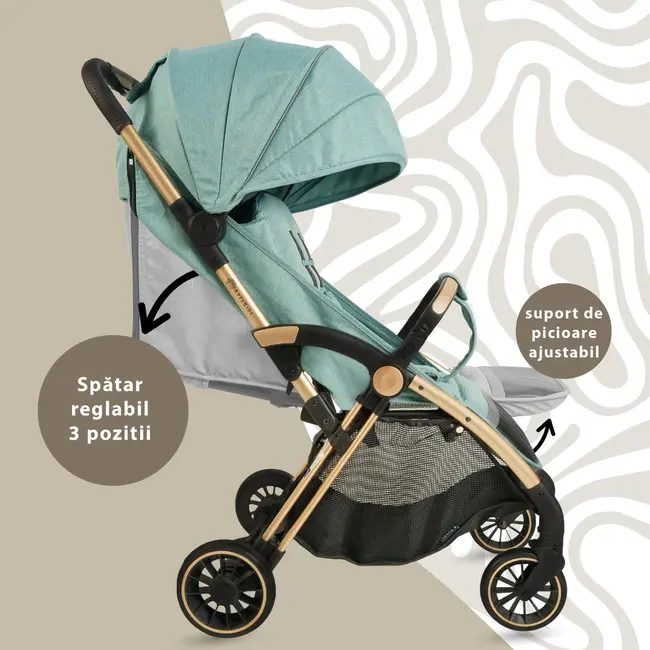 Carucior Sport AppeKids &ndash; Upp &ndash; Ultracompact, Pliere automata, De la nastere la 22kg - River Green KRTAK274841