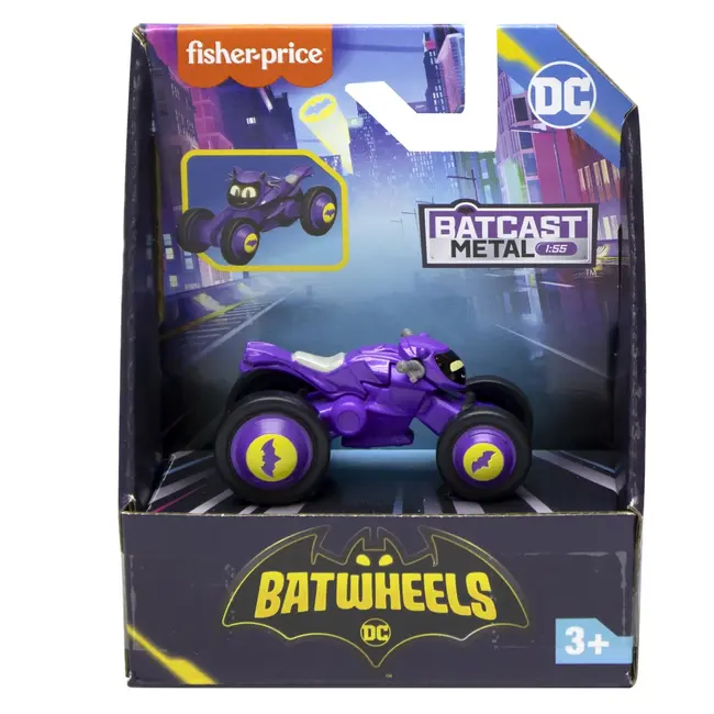 FISHER PRICE BATWHEELS MASINUTA METALICA BIBI MOTOCICLETA LUI BATGIRL 1:55 VIVMTHML12_HXK50
