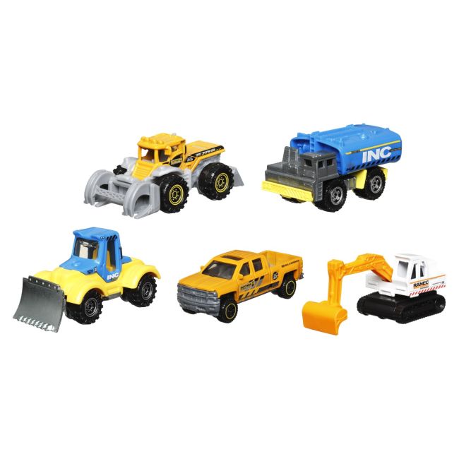MATCHBOX SET 5 MASINUTE METALICE MBX CONSTRUCTION V SCARA 1:64 VIVMTC1817_HVT65