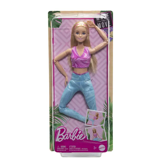 PAPUSA BARBIE MADE TO MOVE BLONDA CU TOP MOV VIVMTHRH27