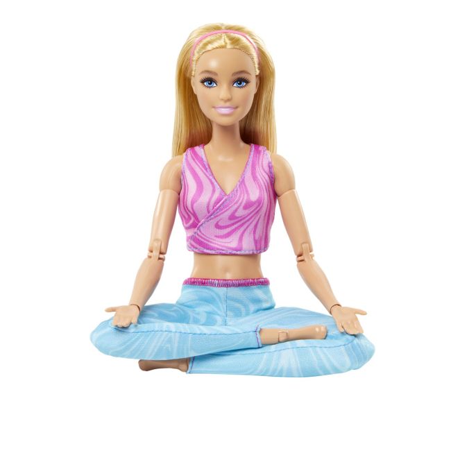 PAPUSA BARBIE MADE TO MOVE BLONDA CU TOP MOV VIVMTHRH27