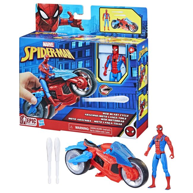 SPIDERMAN SET FIGURINA SI VEHICUL WEB BLAST CYCLE VIVF6899