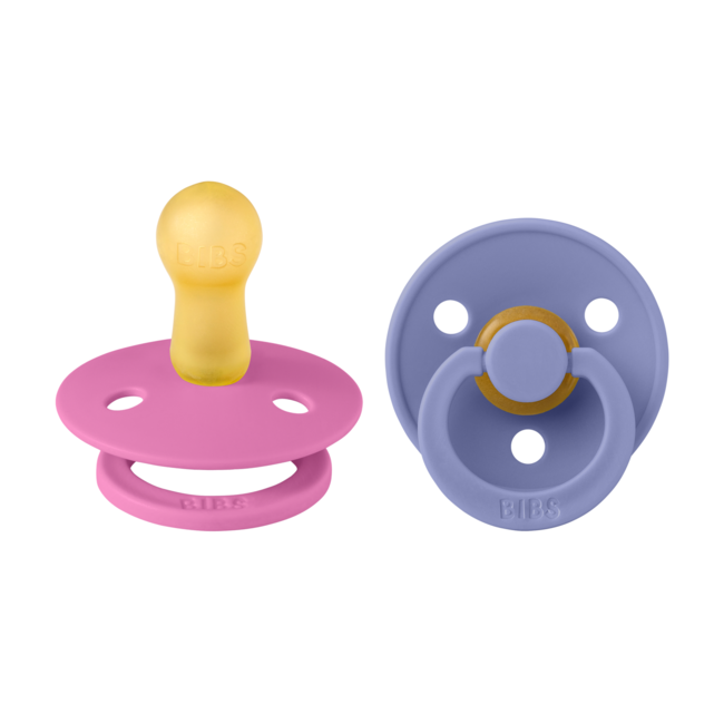 Bibs - set 2 suzete colour latex, tetina rotunda, 6 luni +-bubblegum/peri bbb120452