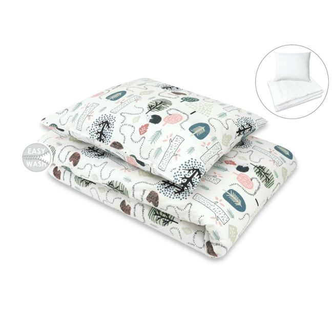 Lenjerie pat junior cu 4 piese, Qmini, Din bumbac certificat Oeko Tex Standard 100, 160 x 100 cm, Hedgehog BYN6426972025096