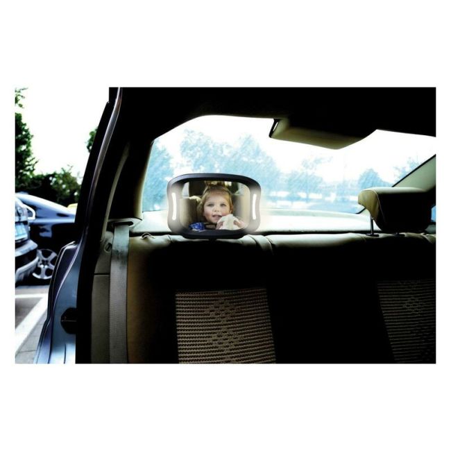 Oglinda auto, FreeON, Pentru masina, Cu iluminare LED, Include telecomanda pentru pornire si oprire usoara, 28x21 cm, Black BYN38145