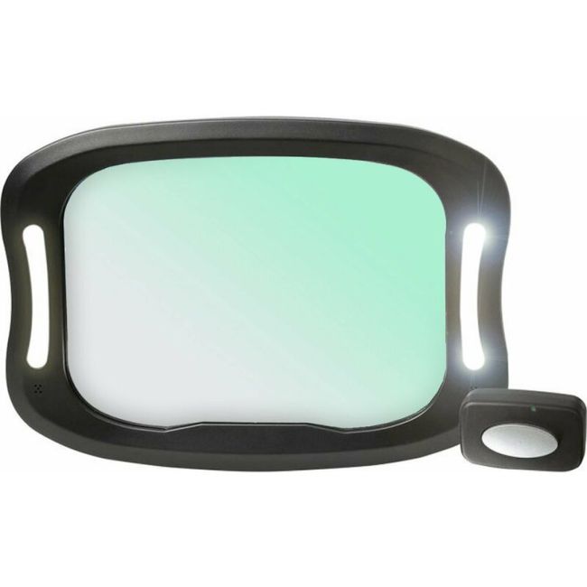 Oglinda auto, FreeON, Pentru masina, Cu iluminare LED, Include telecomanda pentru pornire si oprire usoara, 28x21 cm, Black BYN38145