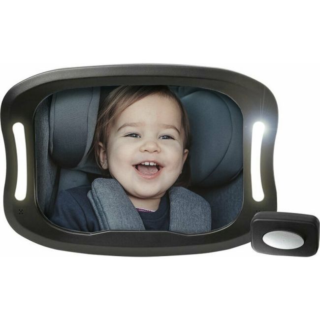 Oglinda auto, FreeON, Pentru masina, Cu iluminare LED, Include telecomanda pentru pornire si oprire usoara, 28x21 cm, Black BYN38145