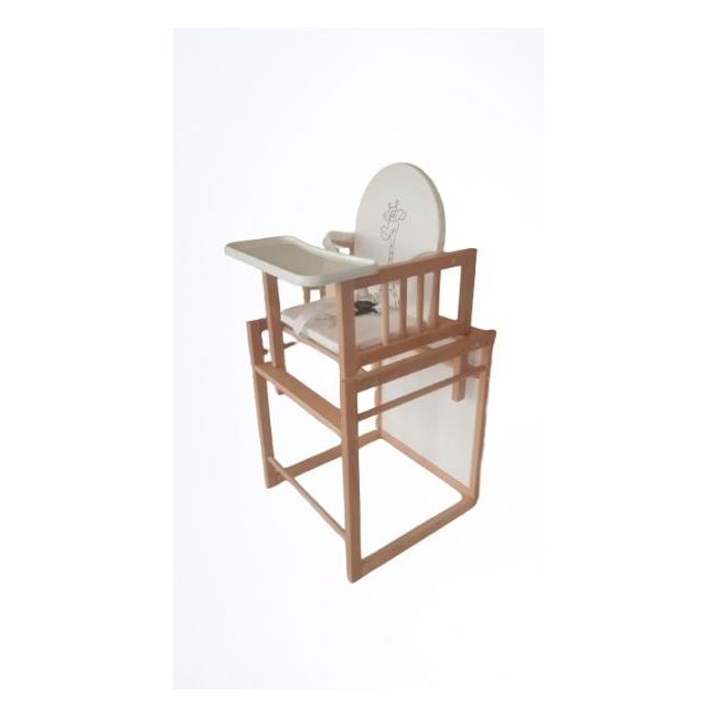 Scaun de masa din lemn de Fag  multifunctional cu tavita din plastic MyKids Wiktoria Giraffe  86850