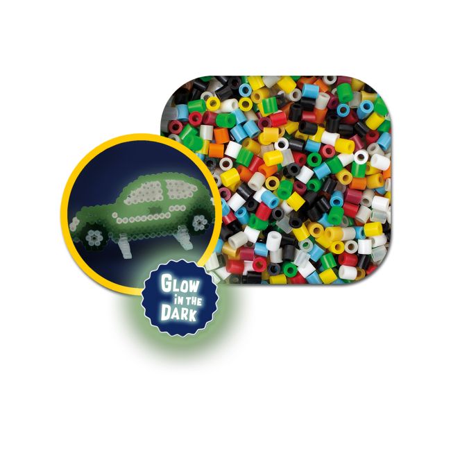 Set creativ Beedz - Margele de calcat Masina Glow in the Dark