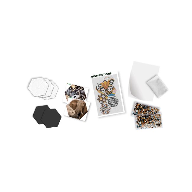 Set margele de calcat Beedz Art - Safari cu placi hexagonale