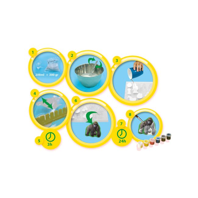 Set pentru copii cu mulaj si pictura cu animale din jungla