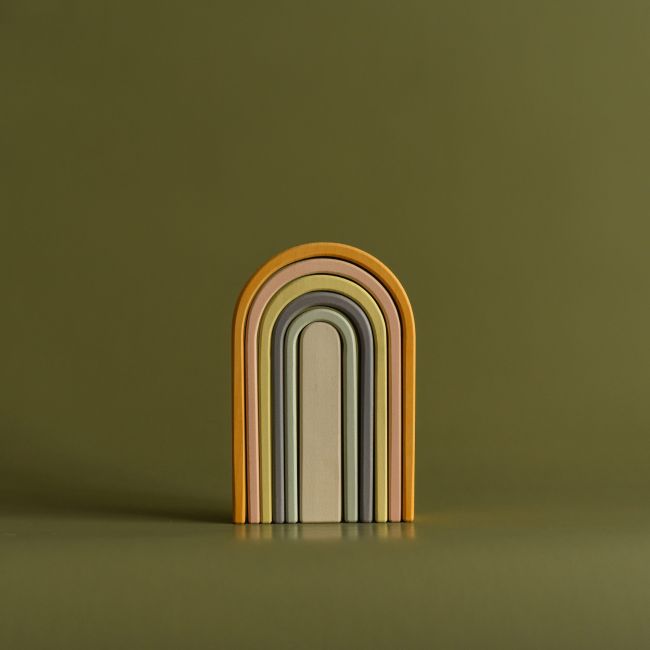 Jucarie din lemn - Curcubeu mini (culori pastel)