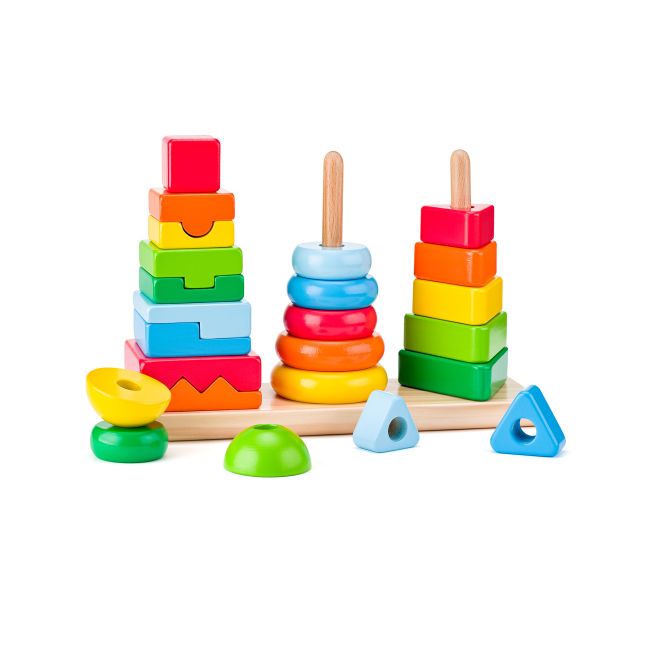 Jucarie din lemn de stivuit - Forme geometrice