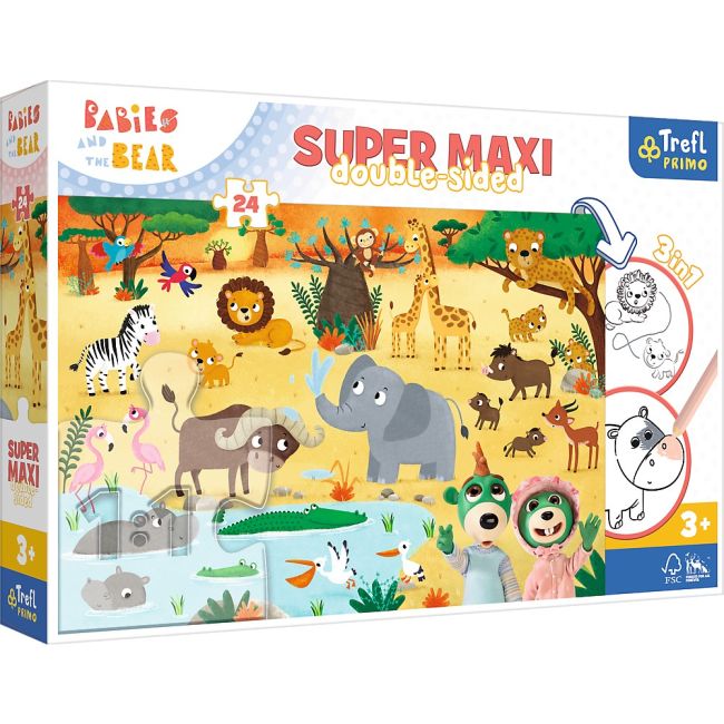 PUZZLE TREFL PRIMO 24 SUPER MAXI BABIES AND THE BEAR IN SAFARI VIV41009