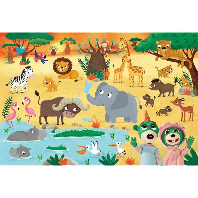 PUZZLE TREFL PRIMO 24 SUPER MAXI BABIES AND THE BEAR IN SAFARI VIV41009