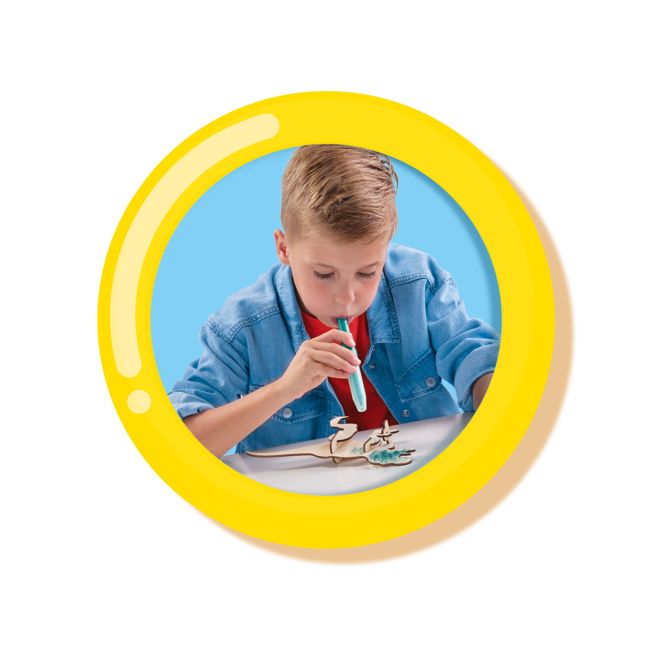Set creativ - Desenez dinozauri din lemn cu markere cu aerograf