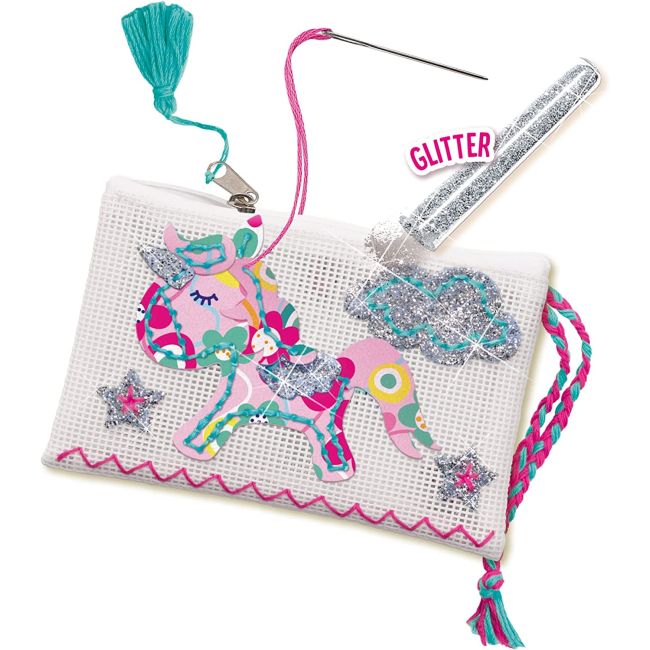 Set creativ DIY copii- Geanta brodata cu unicorn si accesorii