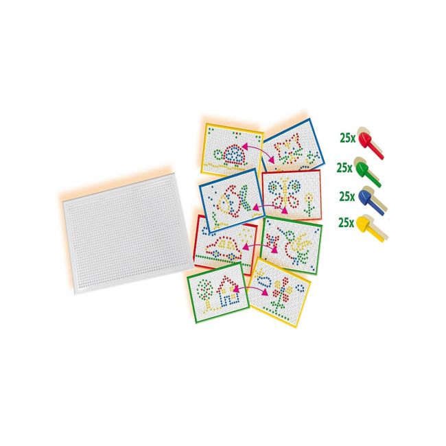 Set creativ mozaic - Tabla de jucarie mozaic cu pini colorati