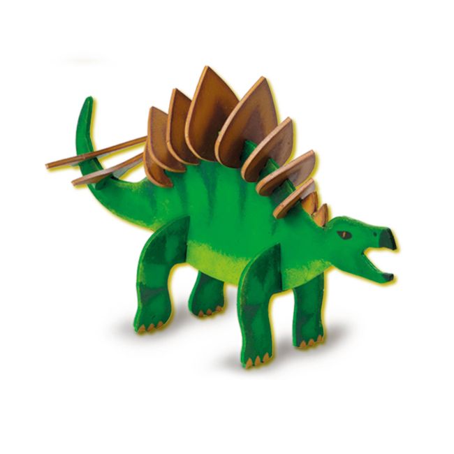 Set pentru copii cu un dinozaur din piese si vopsea fluorescenta
