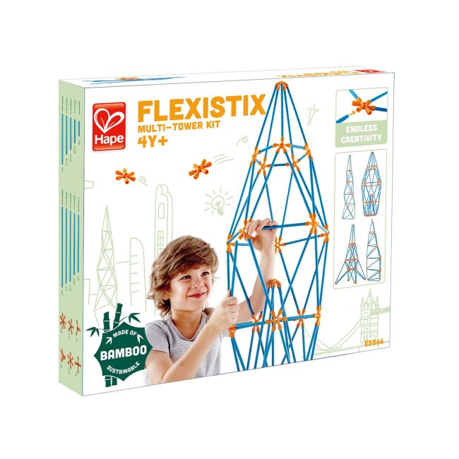 Jucarie din bambus Flexistix - Kit cu mai multe turnuri (132 piese)